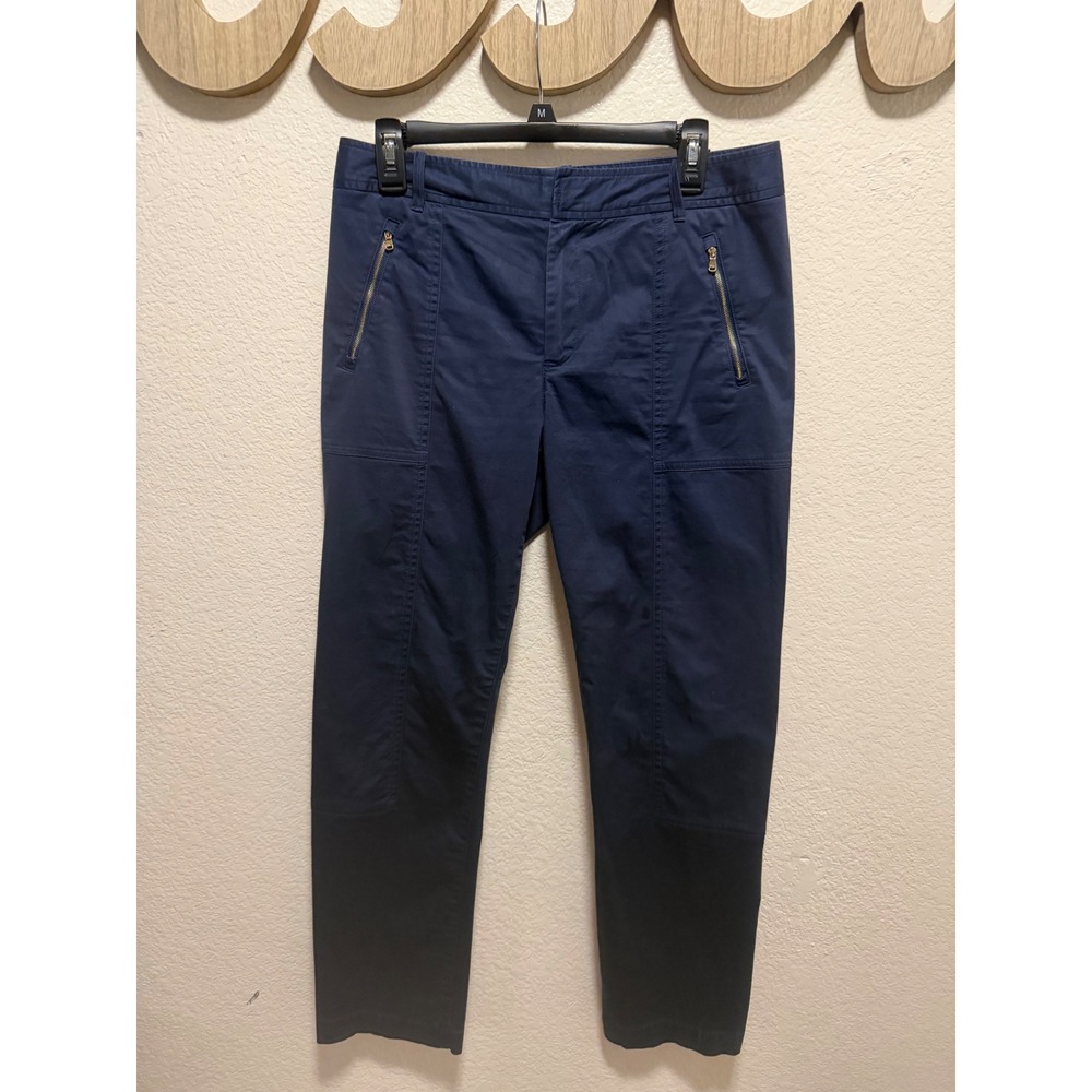 Ralph Lauren Golf Navy Blue Utility Slim Pants Gold Zip Pockets Womens Size 10